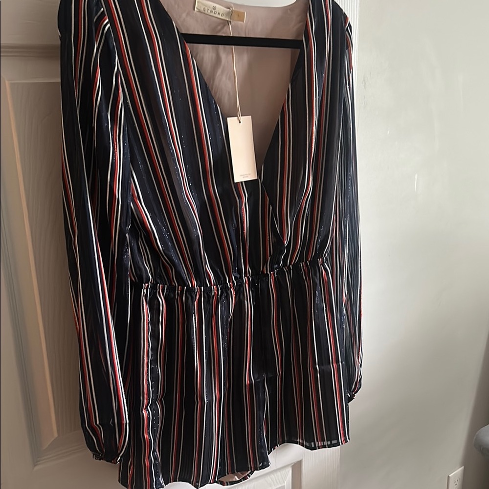 Black and Red Long Sleeve Wrap Peplum Jumpsuit